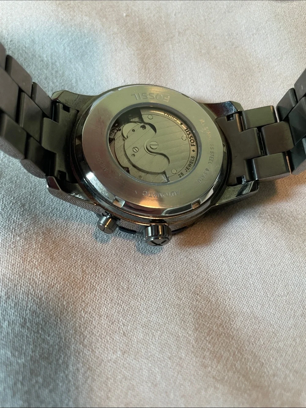 Fossil Gunmetal Stainless Steel Link Bracelet Watch